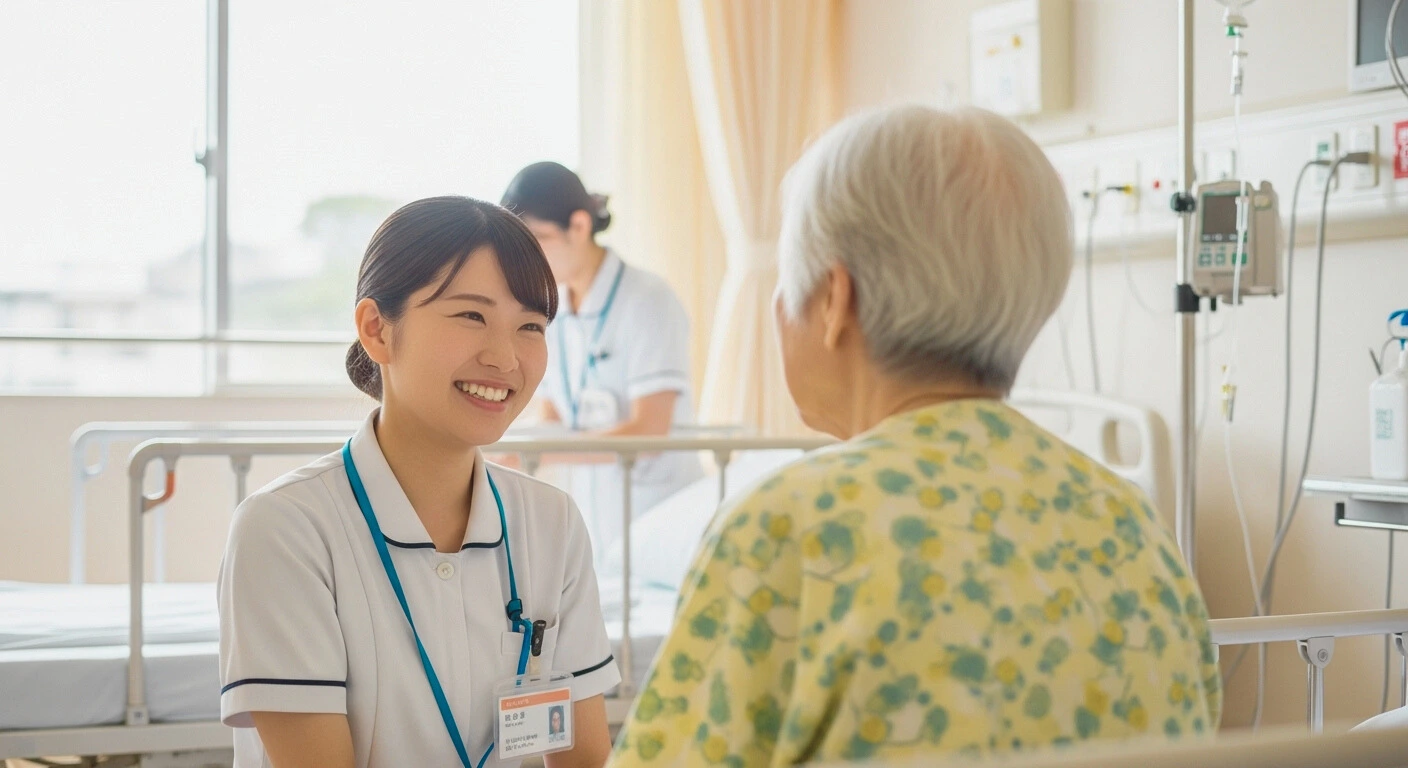 看護師が患者と笑顔で向き合う温かい職場